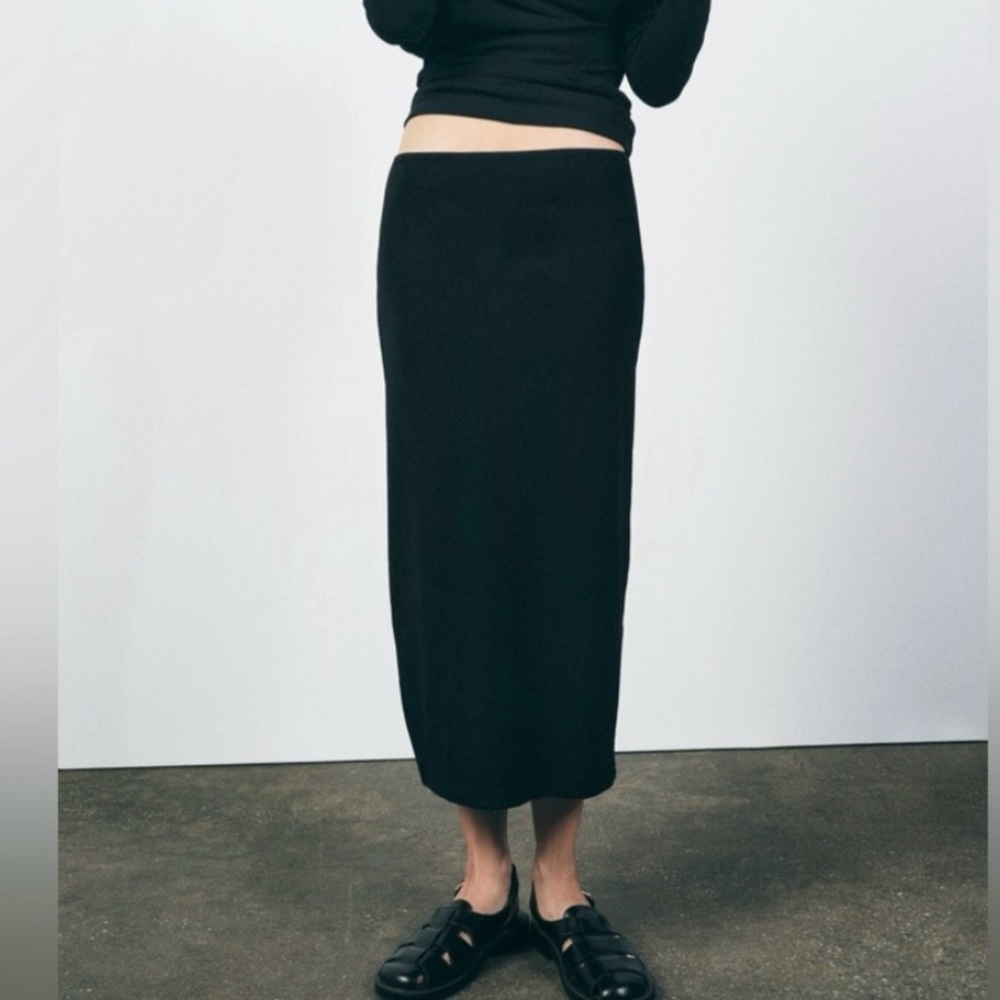 Zara high waist extra long straightankle skirt Womens S Avant Guard Contemporary